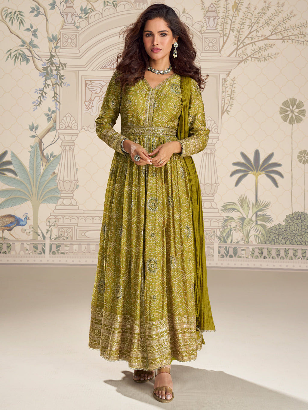 Evanik Designer Chinon Silk Embroidered Work Wedding Anarkali Suit - Distacart