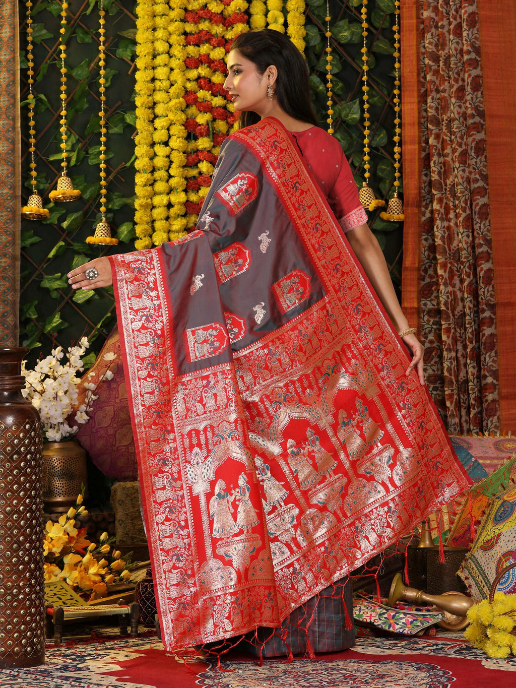 Shree Shyam Fashion Silk Grey Saree - Distacart
