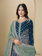 Anaita Teal Velvet Anarkali Suits With Heavy Embroidery Work - Distacart