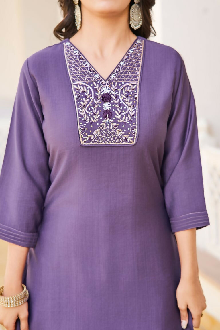 Festive Wear Ethnic Purple vetigun Stitched Suit With Dupatta - Nisha