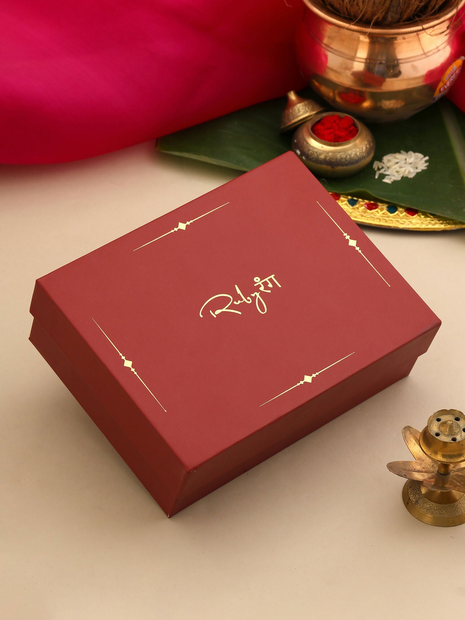 Ruby Raang Kundan Haar With Matching Earrings