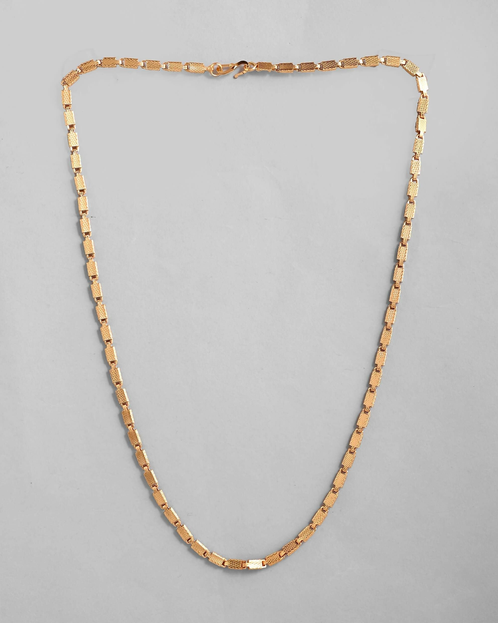 VOJ Gold-Polished Biscuit Shaped Chain For Men