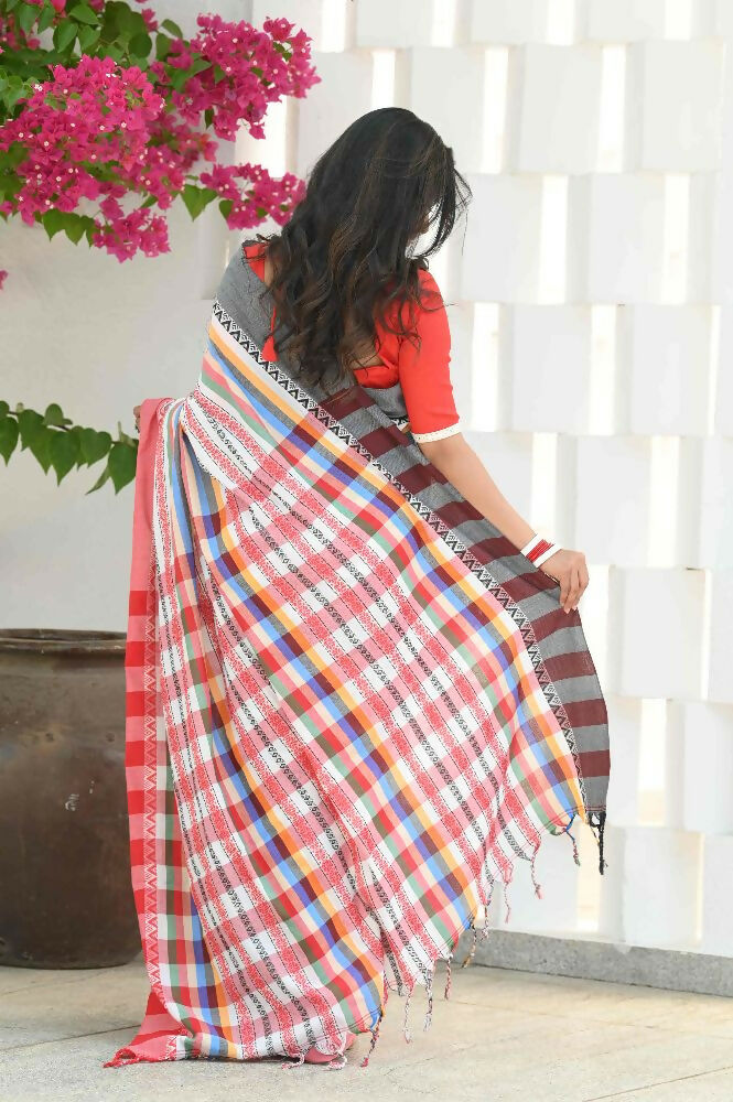Beatitude Multicolor Cotton Handloom Saree