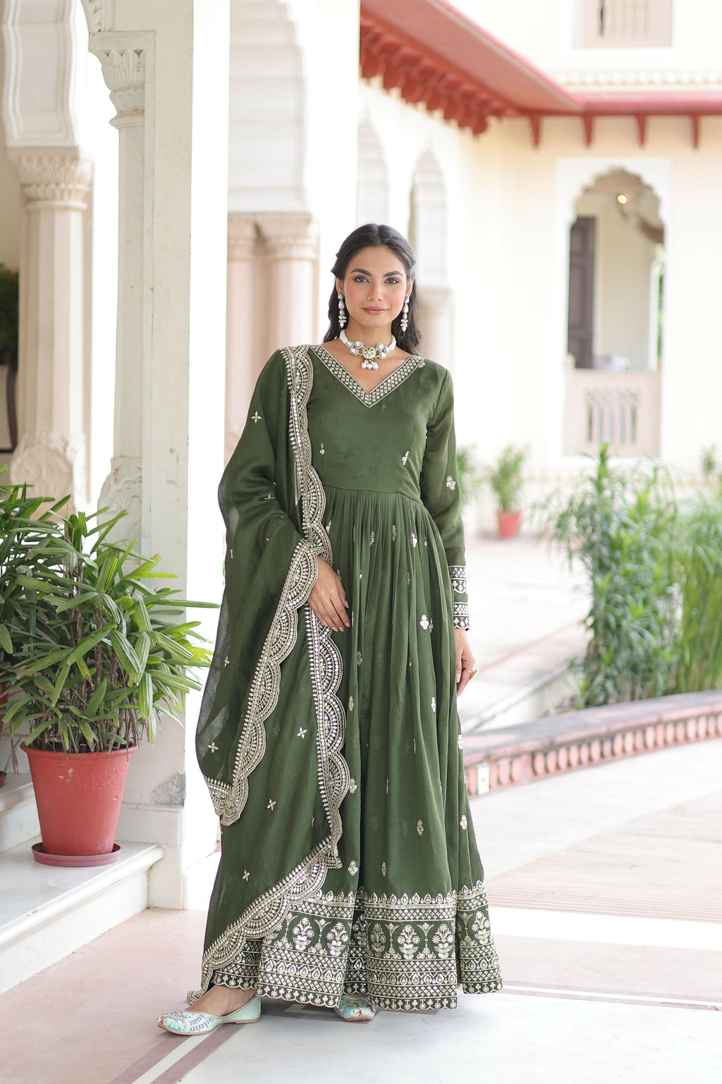 Joban Fashion Green Readymade Kurta Set With Sequence embroidery Work - Distacart