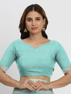 Shree Shyam Fashion Linen Cotton Sea Green Saree - Distacart