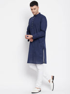 Even Apparels Blue Color Rayon Men's Kurta With Band Collar - Distacart