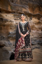 Lehenga Mart Designer Black Faux Georgette Ready to wear Sharara Suit for Eid - Distacart