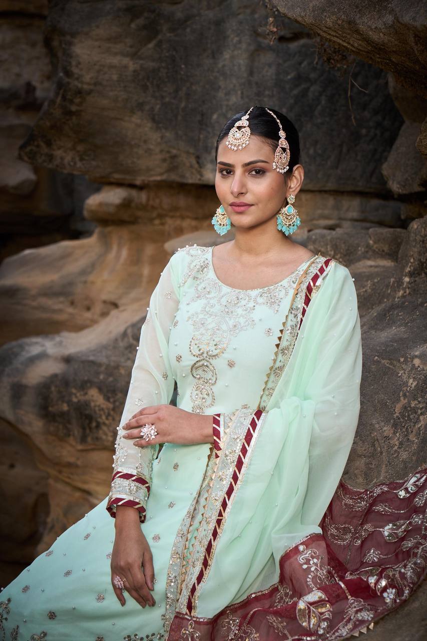 Lehenga Mart Designer Faux Georgette Ready to wear Sharara Suit for Eid - Distacart