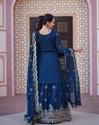 Teeya Creation Blue Color Faux Georgette Fully Stitched Sharara Suit