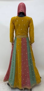 Teeya Creation Multi Colour Faux Georgette Heavy Embroidery Sequence Work Fully Stitched Salwar Suit (Gown & Dupatta)