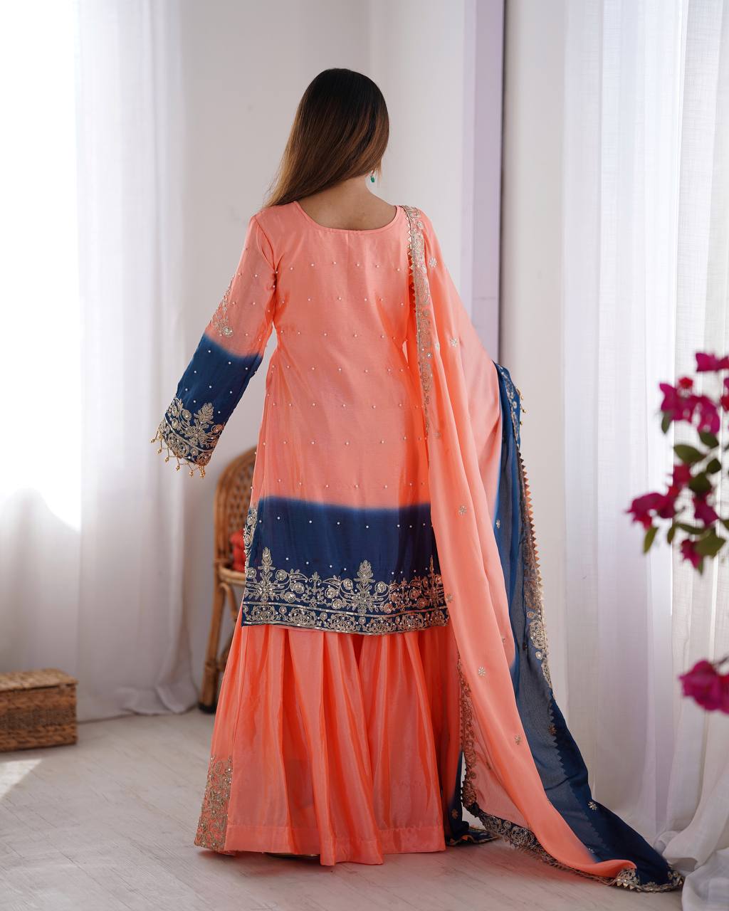 Teeya Creation Multi Color Chinon Silk Heavy Embroidery Work Pakistani Fully Stitched Salwar Suit