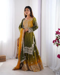 Teeya Creation Multi Color Chinon Silk Heavy Embroidery Work Pakistani Fully Stitched Salwar Suit