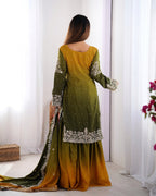 Teeya Creation Multi Color Chinon Silk Heavy Embroidery Work Pakistani Fully Stitched Salwar Suit