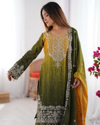 Teeya Creation Multi Color Chinon Silk Heavy Embroidery Work Pakistani Fully Stitched Salwar Suit