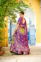 DEIANA'S Jacquard With Jari Lining With Print Lehenga Choli - Mehndi - Distacart