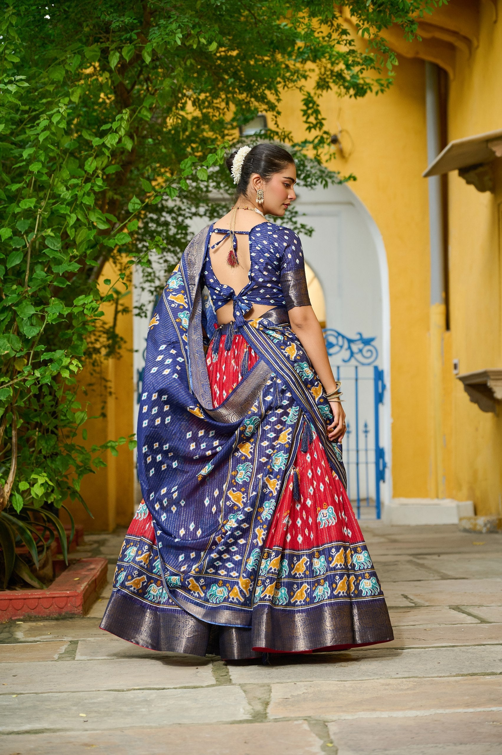 DEIANA'S Jacquard With Jari Lining With Print Lehenga Choli - Red - Distacart