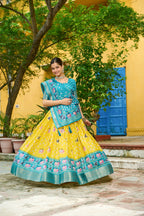 DEIANA'S Jacquard With Jari Lining With Print Lehenga Choli - Wine - Distacart