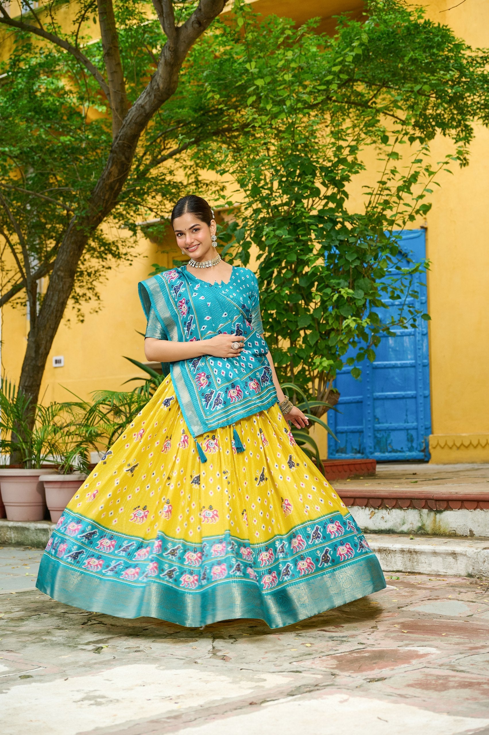 DEIANA'S Jacquard With Jari Lining With Print Lehenga Choli - Wine - Distacart