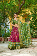 DEIANA'S Jacquard With Jari Lining With Print Lehenga Choli - Yellow - Distacart