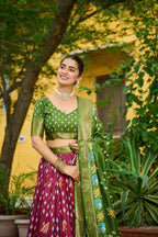 DEIANA'S Jacquard With Jari Lining With Print Lehenga Choli - Yellow - Distacart