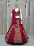 DEIANA'S Ajarak Print With Kali Pattern Lehenga Choli - Wine - Distacart