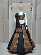 DEIANA'S Ajarak Print With Kali Pattern Lehenga Choli - Black - Distacart