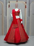 DEIANA'S Ajarak Print With Kali Pattern Lehenga Choli - Red - Distacart