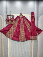 DEIANA'S Ajarak Print With Kali Pattern Lehenga Choli - Wine - Distacart