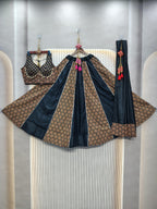 DEIANA'S Ajarak Print With Kali Pattern Lehenga Choli - Black - Distacart