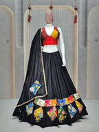 DEIANA'S Gamthi Patch With Handmade Kodi Lace Lehenga Choli - Black - Distacart