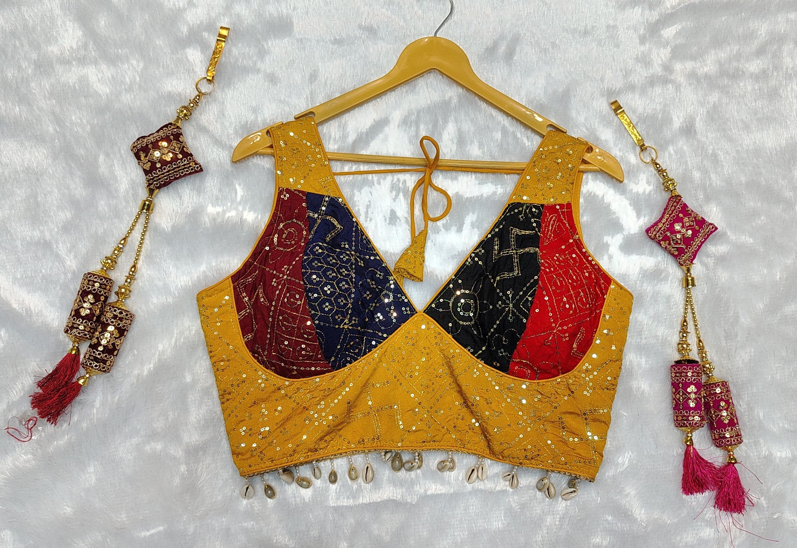 DEIANA'S Gamthi Patch With Handmade Kodi Lace Lehenga Choli - Black - Distacart