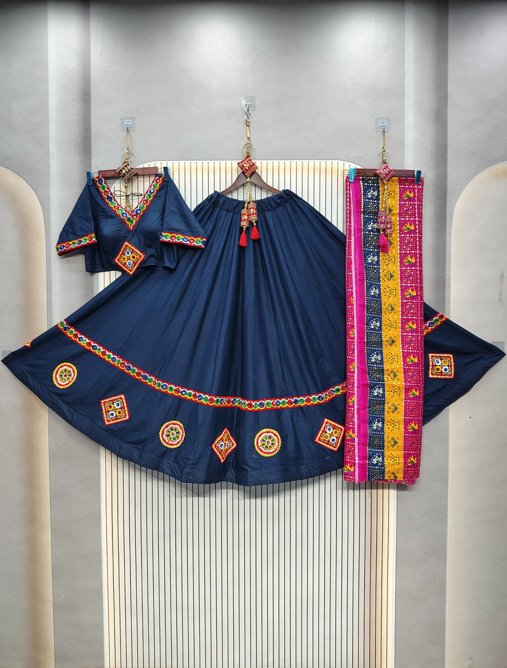 DEIANA'S Gota Patch Gamthi Work Lace Lehenga Choli - Navy Blue - Distacart