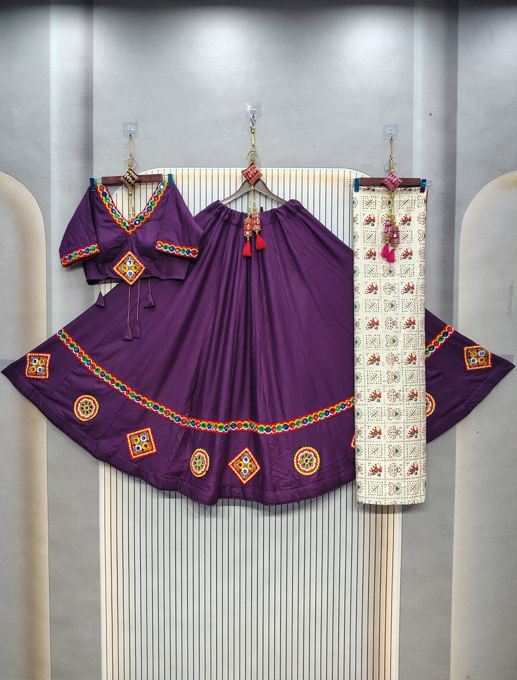 DEIANA'S Gota Patch Gamthi Work Lace Lehenga Choli - Wine - Distacart