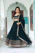 DEIANA'S Heavy Embroidery With Multi Work Lehenga Choli - Rama - Distacart