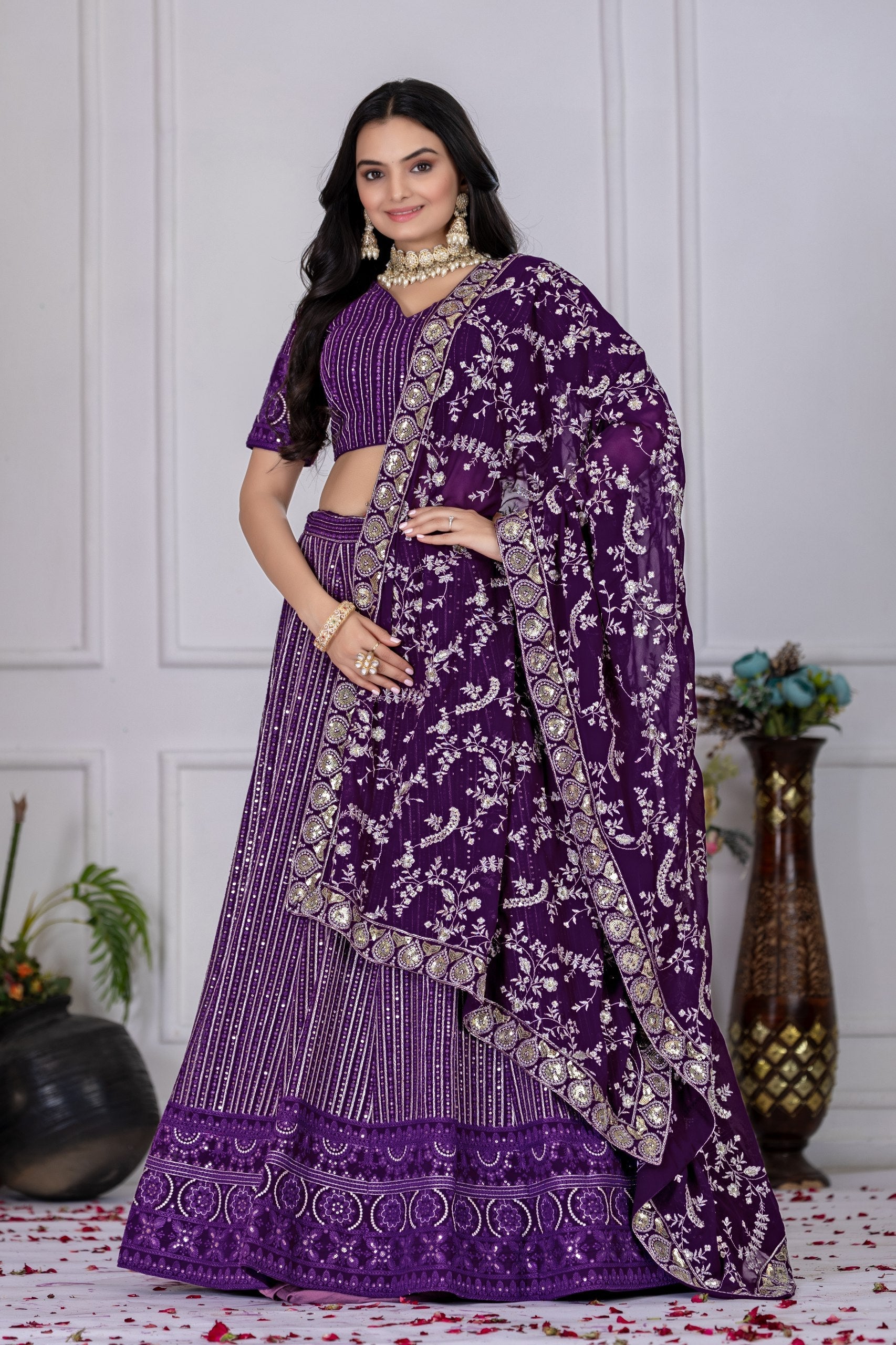 DEIANA'S Heavy Embroidery With Multi Work Lehenga Choli - purple - Distacart