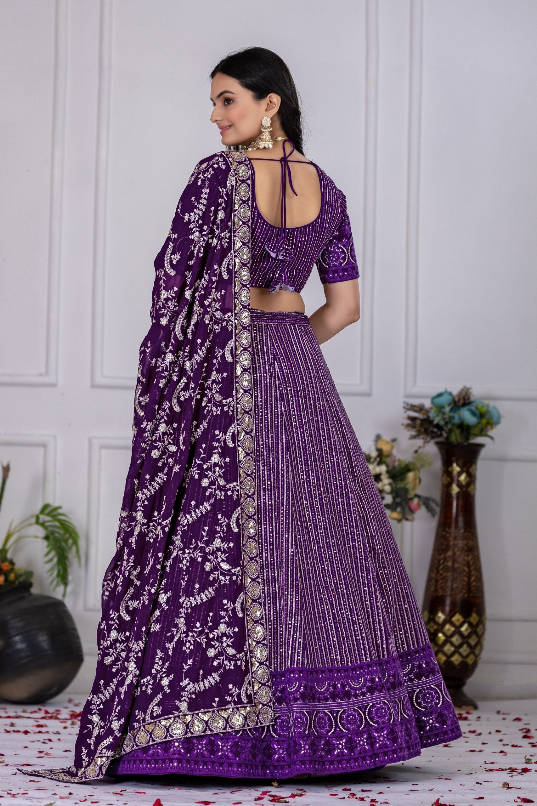 DEIANA'S Heavy Embroidery With Multi Work Lehenga Choli - purple - Distacart