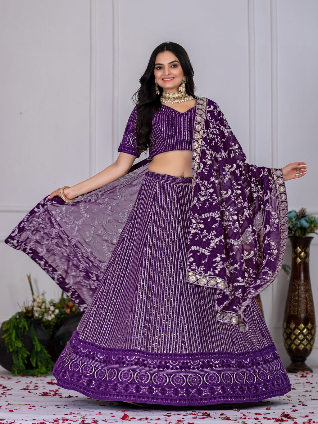 DEIANA'S Heavy Embroidery With Multi Work Lehenga Choli - purple - Distacart