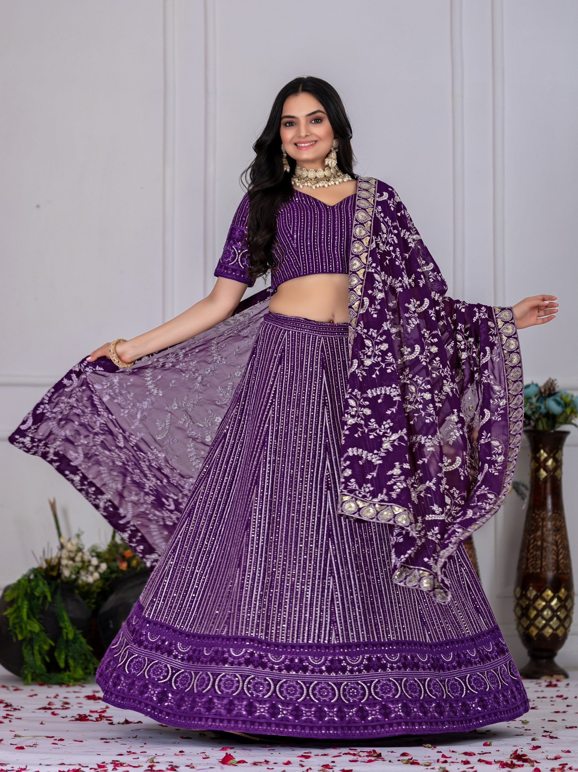 DEIANA'S Heavy Embroidery With Multi Work Lehenga Choli - purple - Distacart