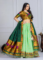 DEIANA'S Jacquard With Jari Print Weaving Lehenga Choli - Pista - Distacart