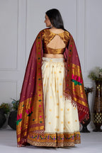 DEIANA'S Jacquard With Jari Print Weaving Lehenga Choli - Off White - Distacart
