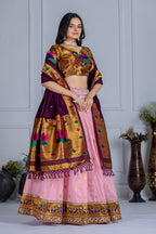 DEIANA'S Jacquard With Jari Print Weaving Lehenga Choli - Pink - Distacart