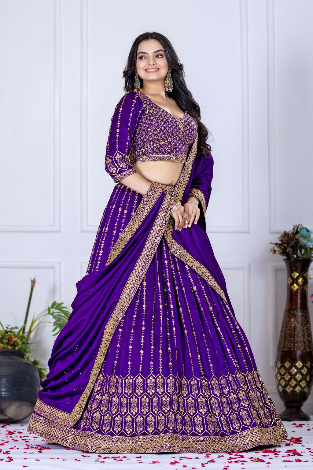 DEIANA'S Heavy Embroidery With Multi Work Lehenga Choli - purple - Distacart