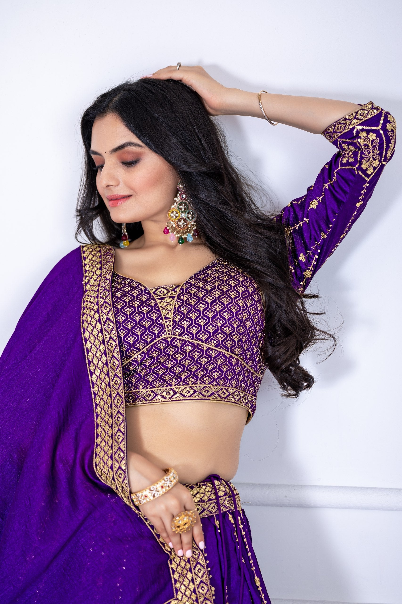 DEIANA'S Heavy Embroidery With Multi Work Lehenga Choli - purple - Distacart