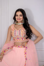 DEIANA'S Heavy Plain with crease work Lehenga Choli - Pink - Distacart