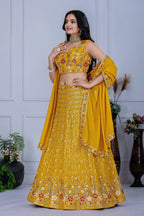 DEIANA'S Heavy Embroidery With Multi Work Lehenga Choli - Yellow - Distacart