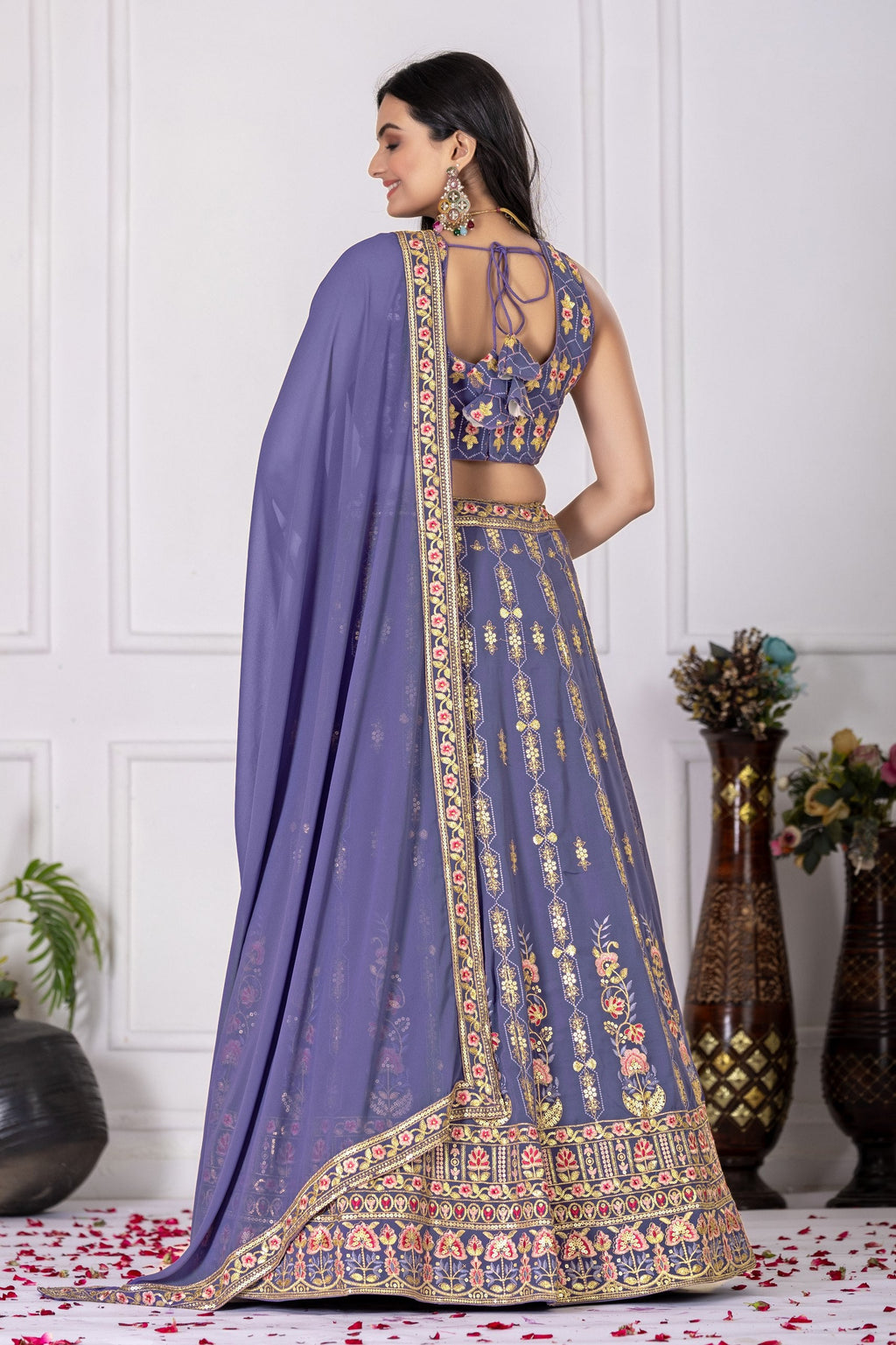 DEIANA'S Heavy Embroidery With Multi Work Lehenga Choli - Lovender - Distacart