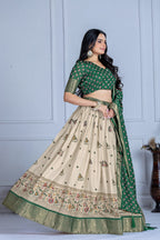DEIANA'S Jacquard With Jari Print Weaving Lehenga Choli - Off White - Distacart