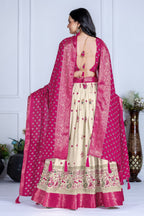 DEIANA'S Jacquard With Jari Print Weaving Lehenga Choli - Off White - Distacart