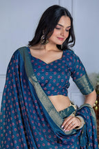 DEIANA'S Jacquard With Jari Print Weaving Lehenga Choli - Off White - Distacart