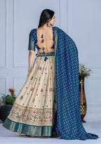 DEIANA'S Jacquard With Jari Print Weaving Lehenga Choli - Off White - Distacart